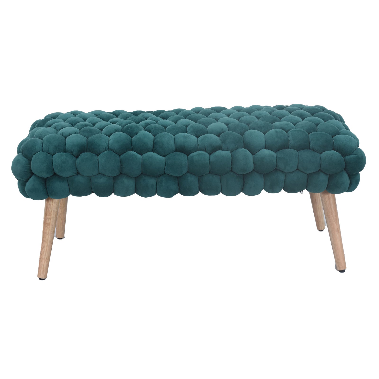 Cushla Bubbly Velvet Large Footstool | Dark Green