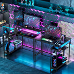 L Shaped Desk With Led Lights, Reversible Corner