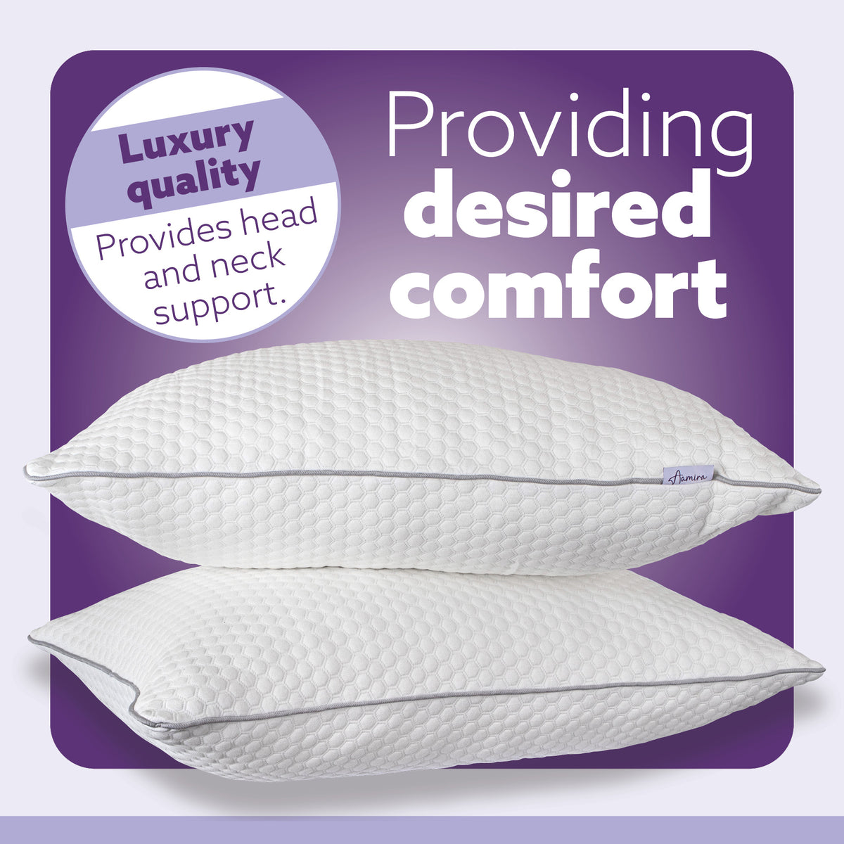 Premium Orthopaedic Shredded Memory Foam Bed Pillow 70x45cm, Neck Back & Side Support, Bamboo Washable Cover | Set of 2 | White