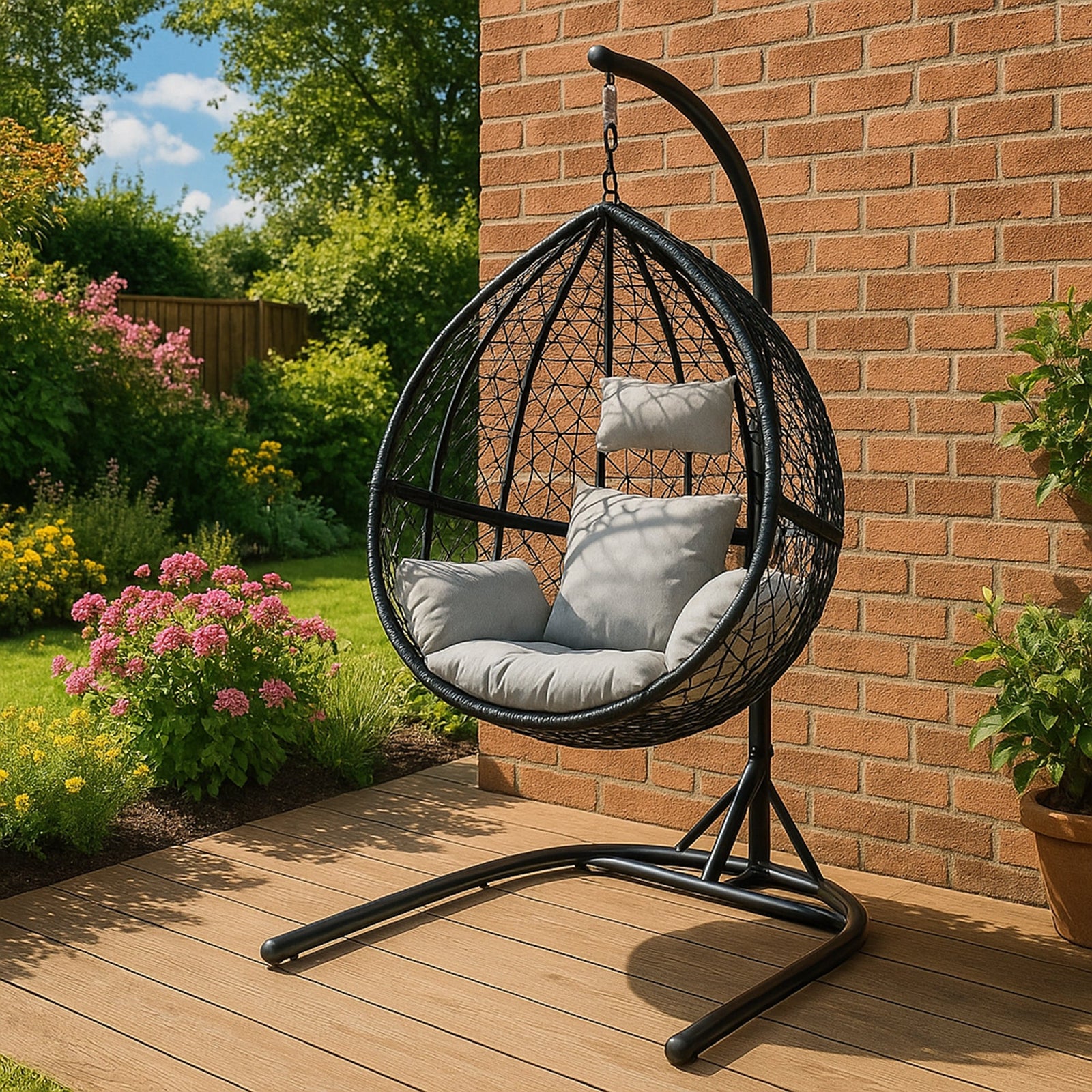 Hanging Rattan Egg Chair | Black