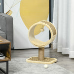 Small Cat Tree For Indoor Cats W/ Scratching Post, Tunnel, Toy - Beige