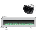 60-inch Electric Fireplace, Recessed/wall Mounted/freestanding Heater With 12-colour Flame,crystal Bed, Remote Control & Timer | White