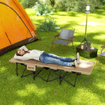 Folding Camping Bed With Cushion | Khaki