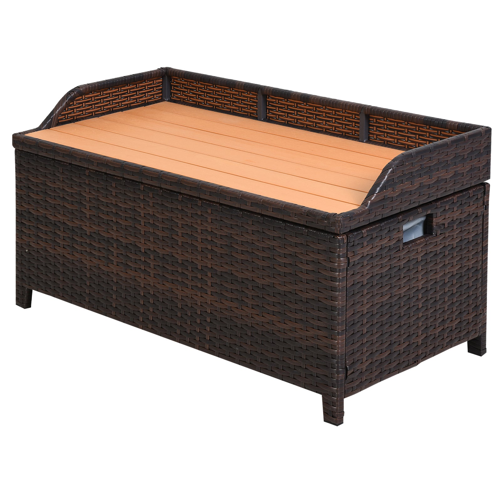 Pe Rattan Outdoor Storage Benches, Aluminium Garden Bench | Brown