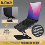 Laptop Stand Adjustable Portable Riser, Foldable Aluminium Holder For Macbook Airpro And 11 To 17 Inch Laptops | Black