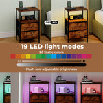 Led Bedside Table 2 Drawers Usb Ports Sofa End Table In Brown Black | Brown