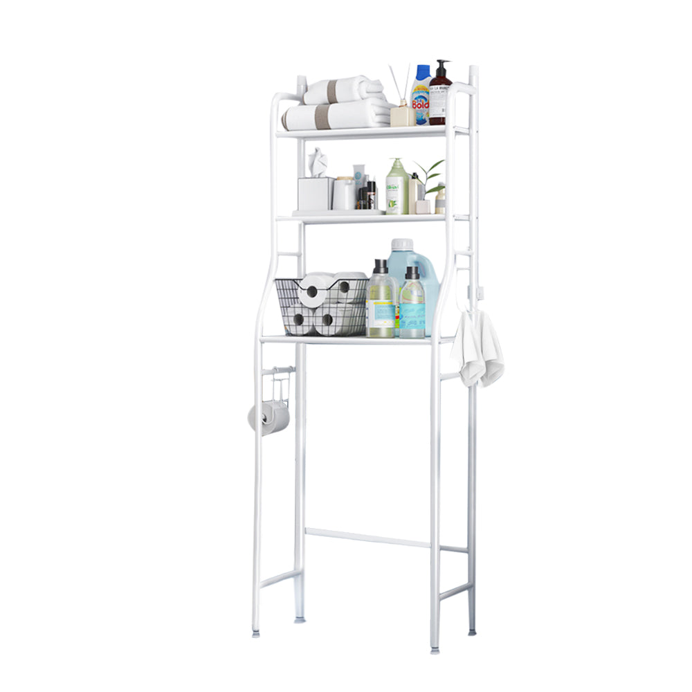3 Tiers Metal Bathroom Organizer Over Toilet Rack Storage Shelves | White