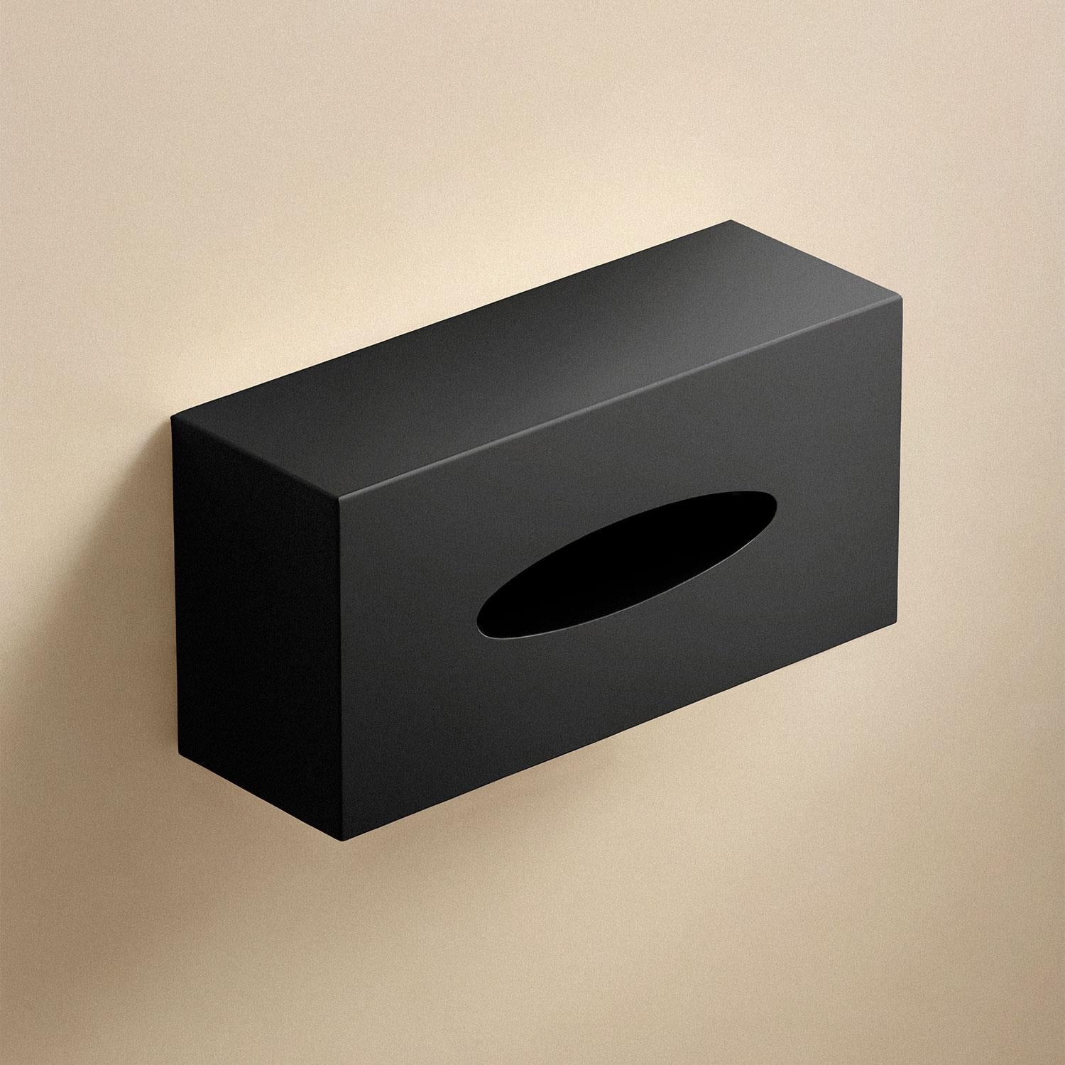 Tissue Box Cover, Matt Black, Free-standing , Collection Architect S+