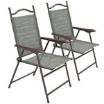 2pcs Folding Chair With Armrest, Breathable Mesh Fabric Seat | Dark Gray