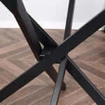 Round Side Table With Tempered Glass Top & Metal Legs