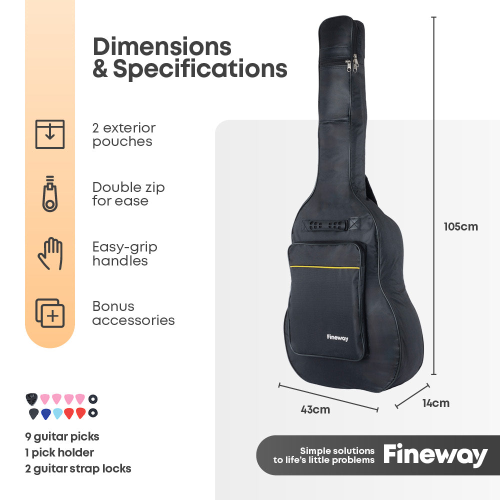 Acoustic Guitar Bag 42 Inch Padded Waterproof Case
