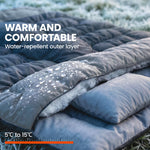 Double Sleeping Bag With 2 Pillows, 220 X 160cm Sleeping Bag | Black & Grey