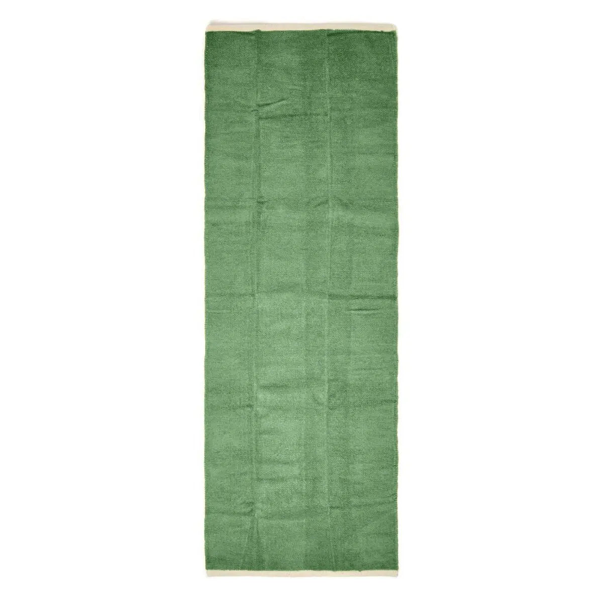 Plain Chenille 100% Cotton  Rug With Natural Trim | 200cm | Dark Olive