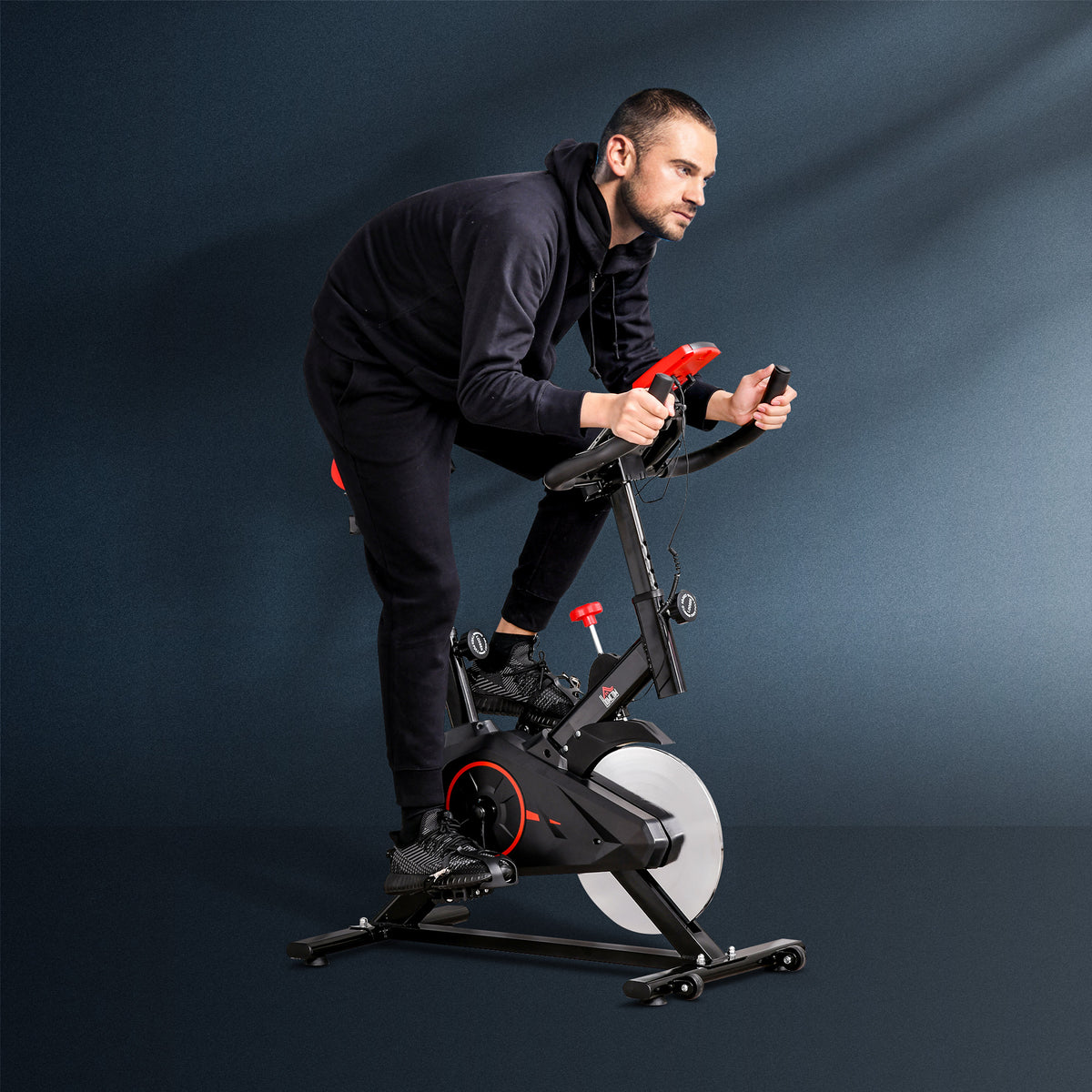 HOMCOM Indoor Exercise Bike With Adjustable Height, Resistance