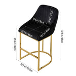 Modern Velvet Upholstered Bar Stools With Metal Legs, Set Of 2 – Contemporary Design, Comfortable Padded Seat, And Anti-slip Base | Black