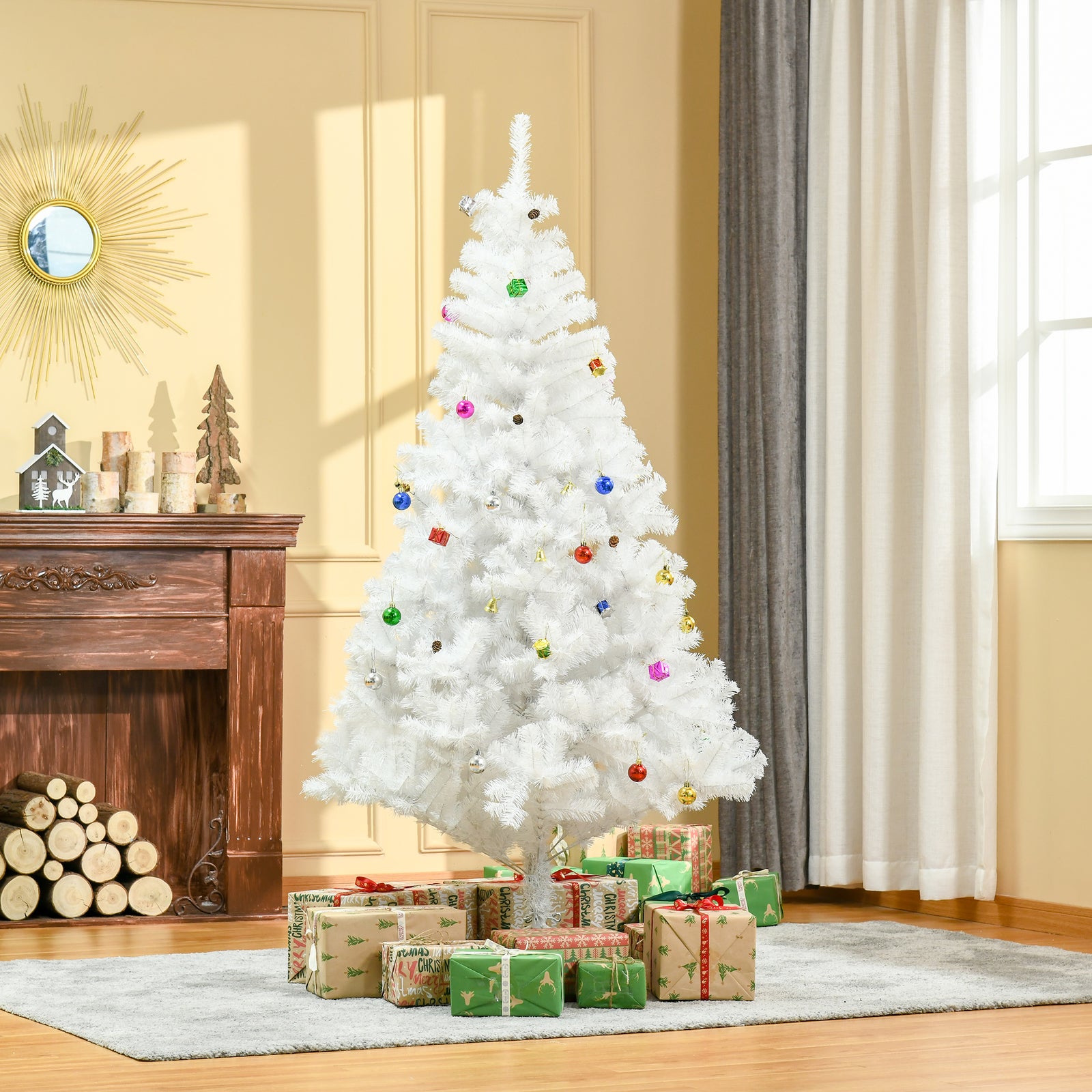 6ft Snow Artificial Christmas Tree W/ Metal Stand Decorations Home White | 6ft | White