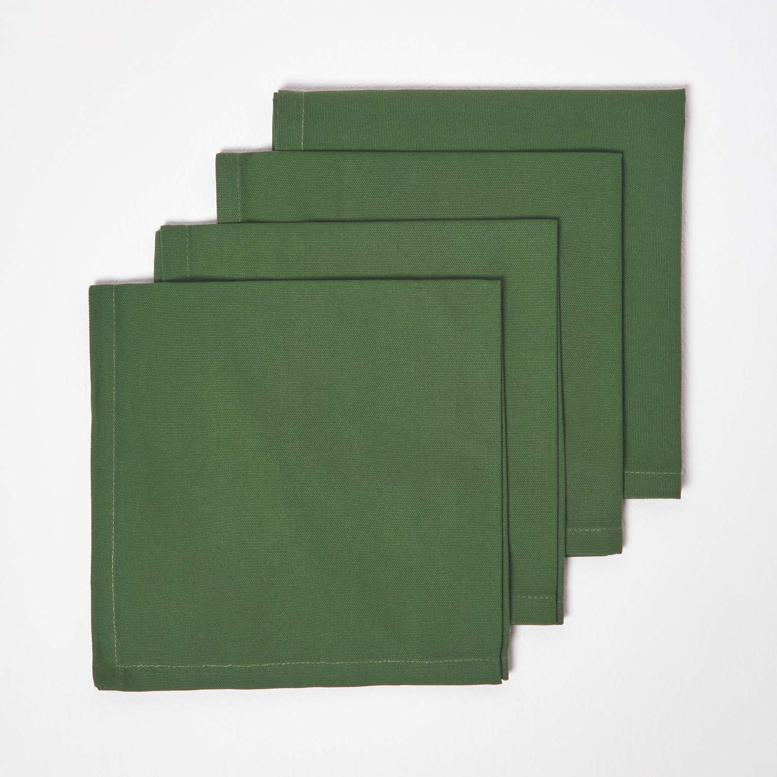 Plain Cotton Fabric 4 Napkins Set | 45cm x 45cm | Dark Green