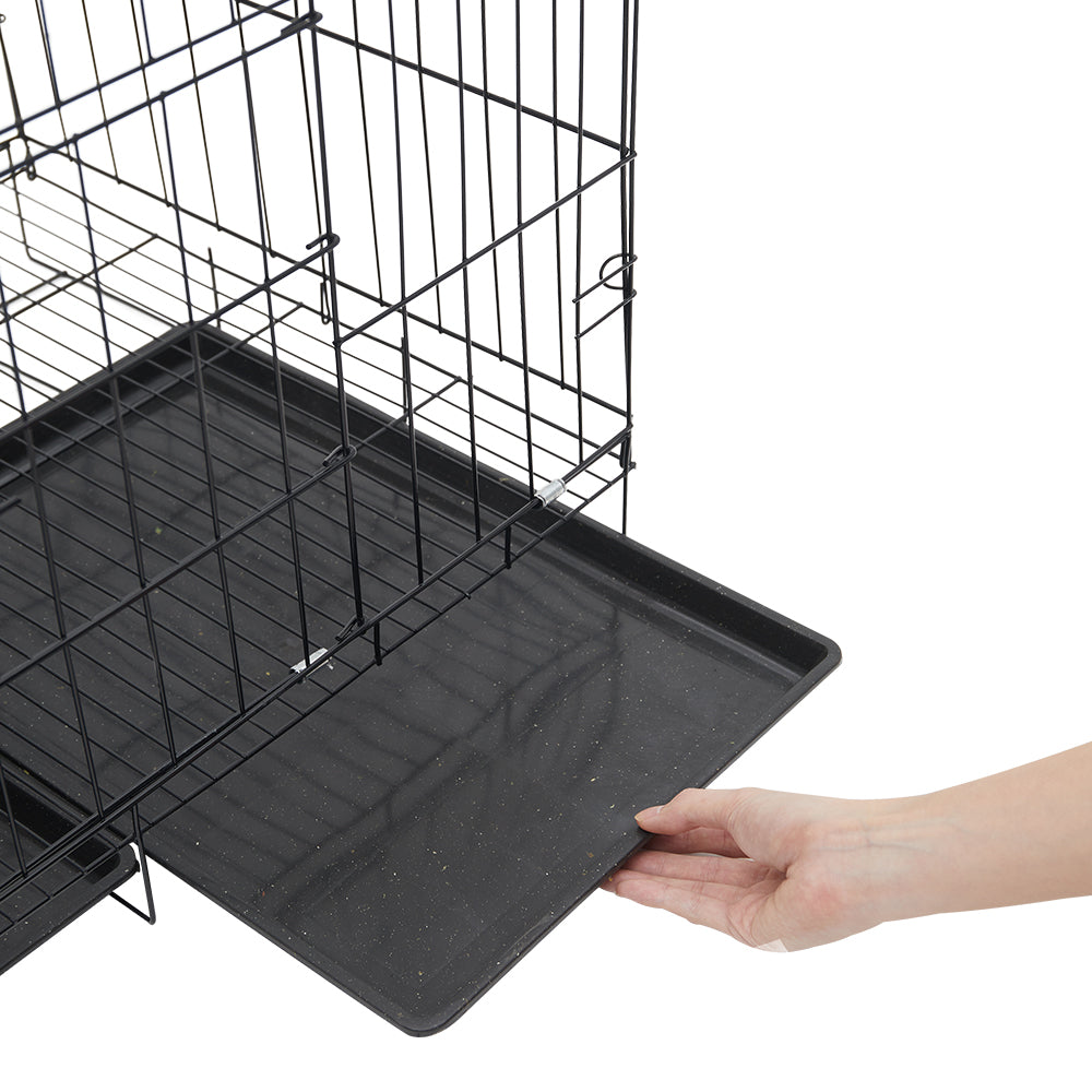 Wire Dog Crate With 2 Doors And Tray | Large | Black