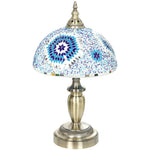 30cm Tiffany Lamp With Button Switch And Metal Base, Blue