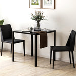 HOMCOM Modern Square Dining Table With Tempered Glass Top Metal Legs