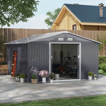Garden Shed Storage Unit With Locking Door Floor Foundation | Large | Charcoal Gray