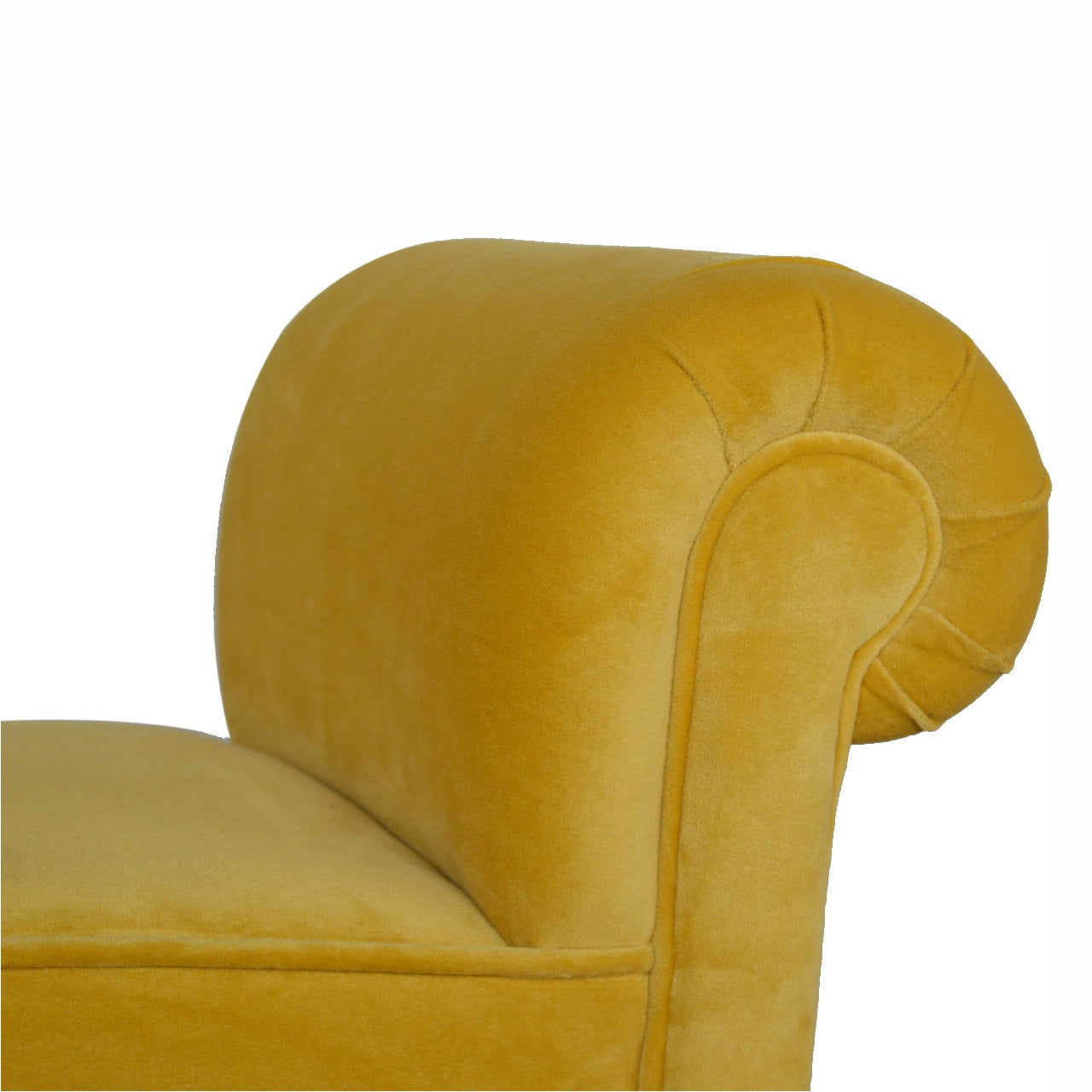 Solid Wood Mini Mustard Velvet Bench