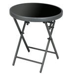 Round Folding Side Table With Imitation Marble Top | Black
