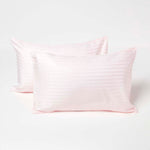 Cotton Stripe Kids Pillowcases 330 Thread Count, 2 Pack | 40 x 60cm | Pink