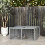 Wooden Folding Rabbit Run For 2-3 Rabbits, Guinea Pig, Grey