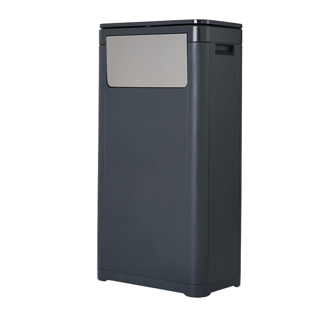 25l/32l Plastic Rubbish Bin With Top And Side Opening | Small | Black