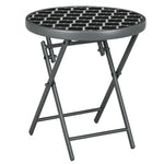 Round Folding Side Table With Imitation Marble Top | White