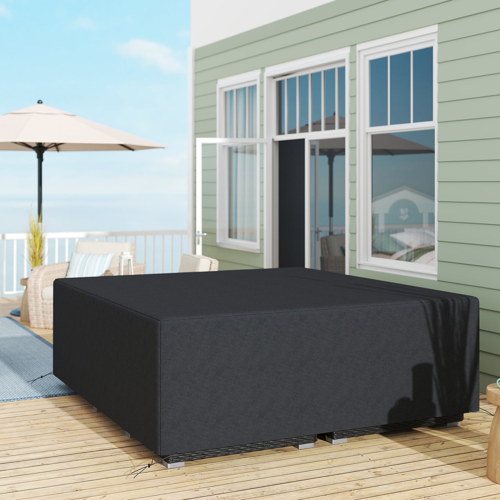 225cm Black Oxford Sofa Cover