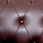 Button Tufted Faux Leather Living Room Sofa - 2 Seater | Brown