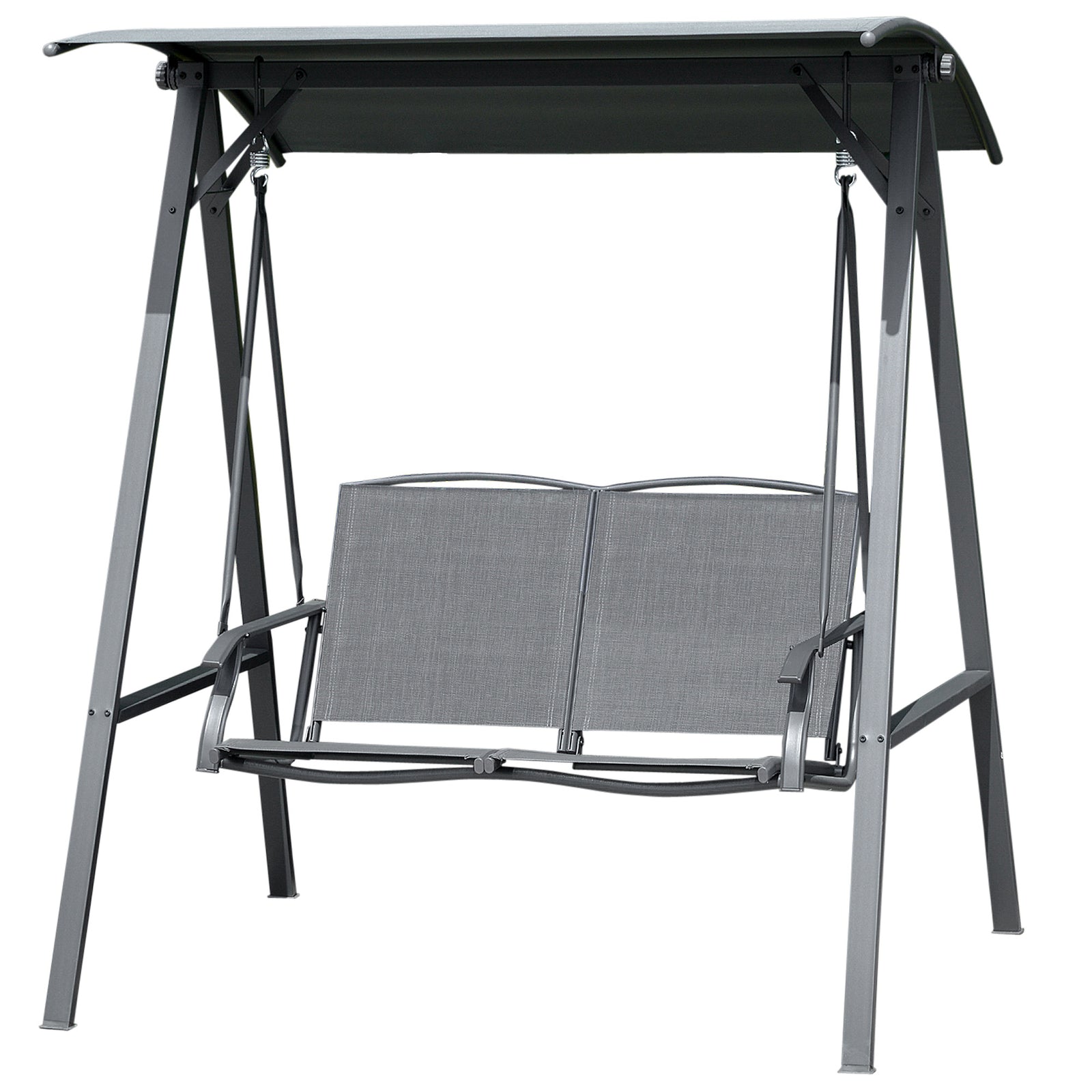 2 Seater Garden Swing Chair Outdoor Canopy Swing W/ Shade | Dark Gray