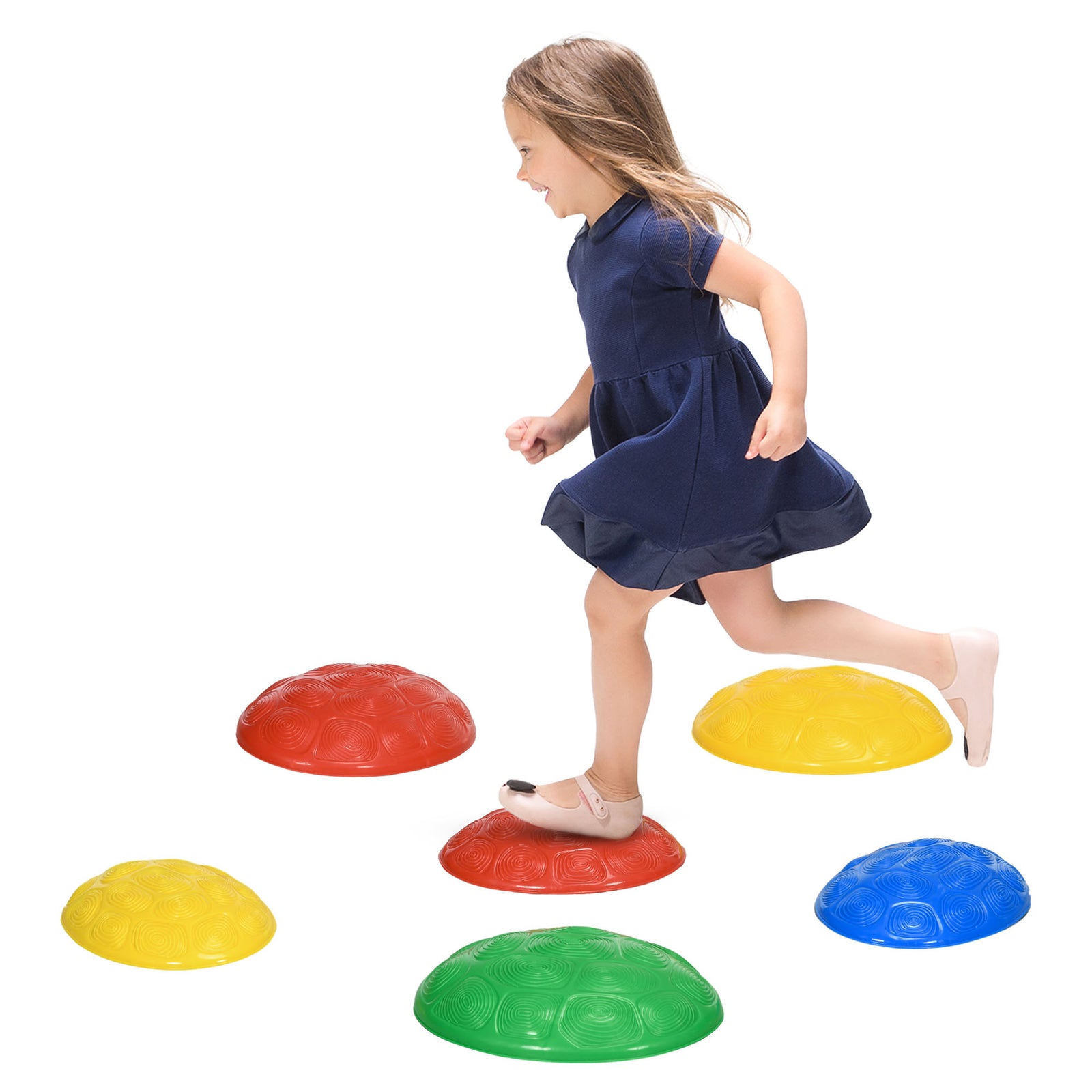 Balance River Stones (6-8 stones) W/ Non-slip Mats For Ages 3-8 Years | Small | Multi Colour