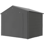 8x4ft Garden Storage Shed Roll-up Zipper Door Dark Grey