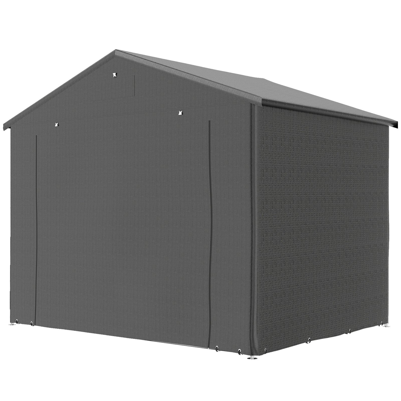 8x4ft Garden Storage Shed Roll-up Zipper Door Dark Grey