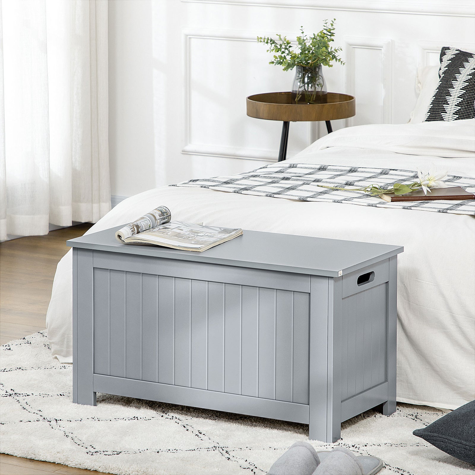 Storage Box Toy Chest Cabinet Unit Organizer Safety Hinges | One Size | Gray