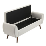 Extra Large Linen Storage Bench – Upholstered Ottoman Seat With Hidden Compartment, 151cm Wide Hallway Or Bedroom Bench | Beige