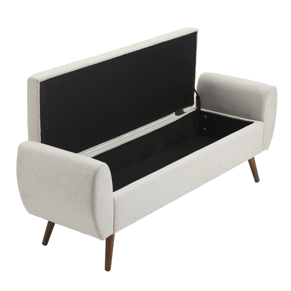 Extra Large Linen Storage Bench – Upholstered Ottoman Seat With Hidden Compartment, 151cm Wide Hallway Or Bedroom Bench | Beige