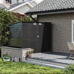 4x8ft Outdoor Storage Shed – Galvanized Steel Garden Shed Lockable With Double Doors & 2 Vents