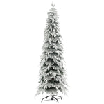6/7ft Flocked Pencil Christmas Tree With Auto Open | 7ft | Green