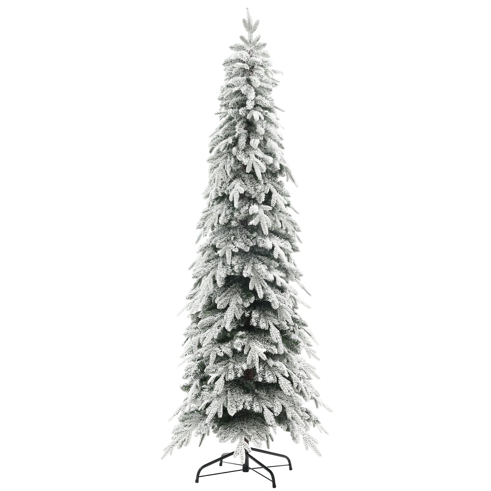 6/7ft Flocked Pencil Christmas Tree With Auto Open | 7ft | Green