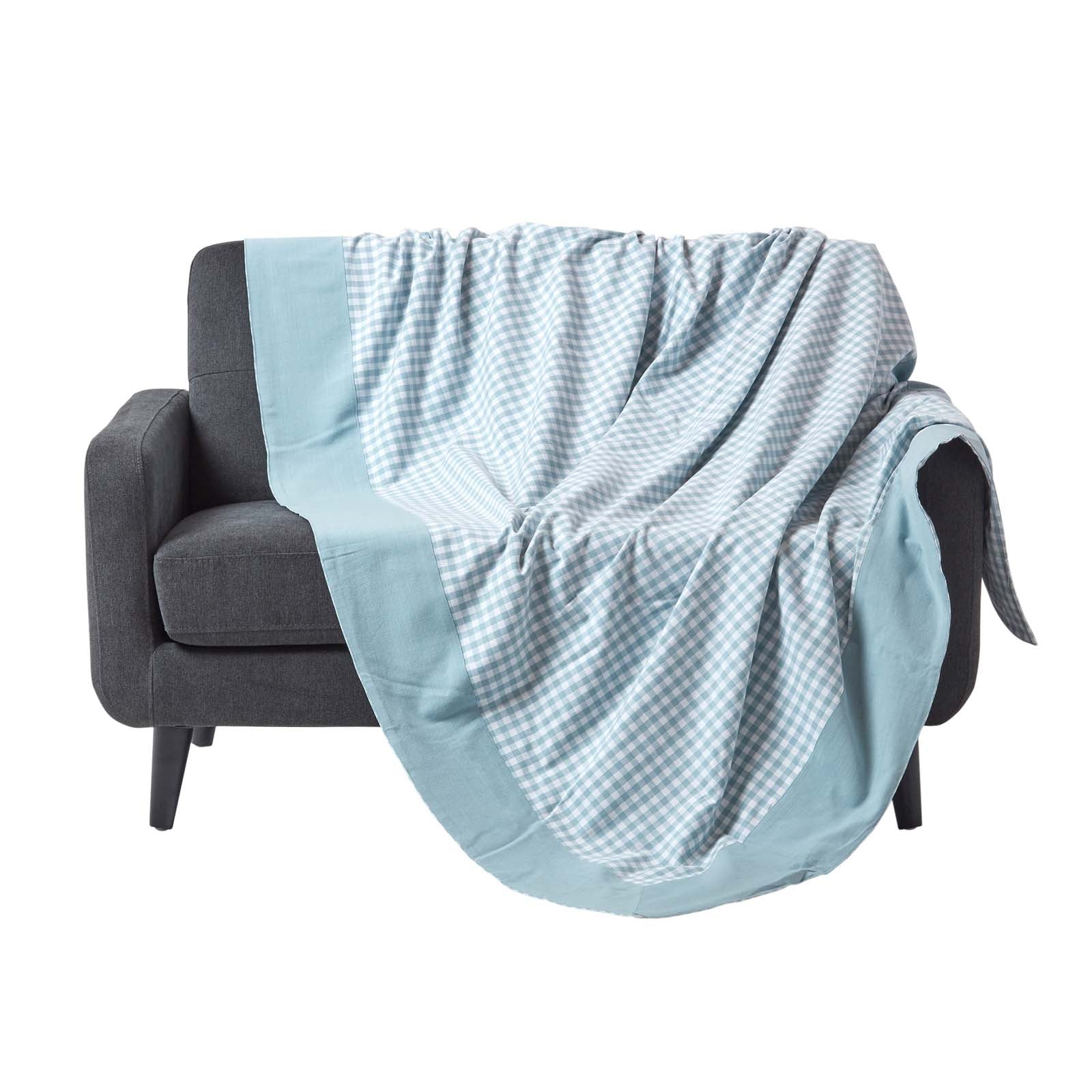 Cotton Gingham Check Throw | 150cm x 200cm | Blue