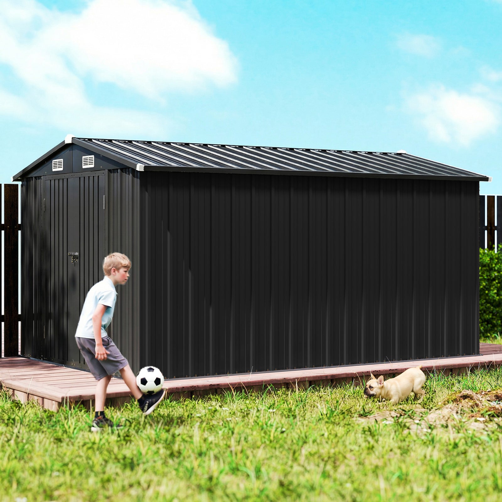 12 X 8 Ft Garden Shed, Outdoor Storage Shed With 4 Vents