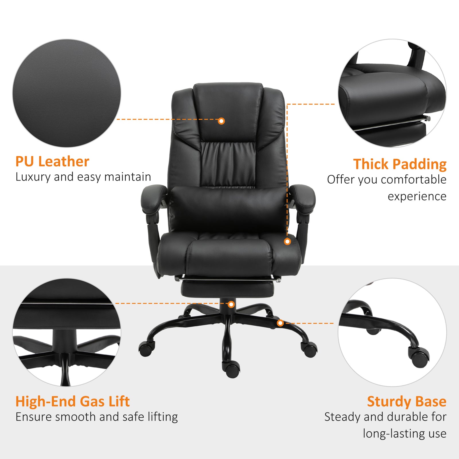 Pu Leather Massage Office Chair 6 Vibration