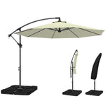 3(m) Banana Parasol Cantilever Umbrella Garden W/ Base Weights | Beige