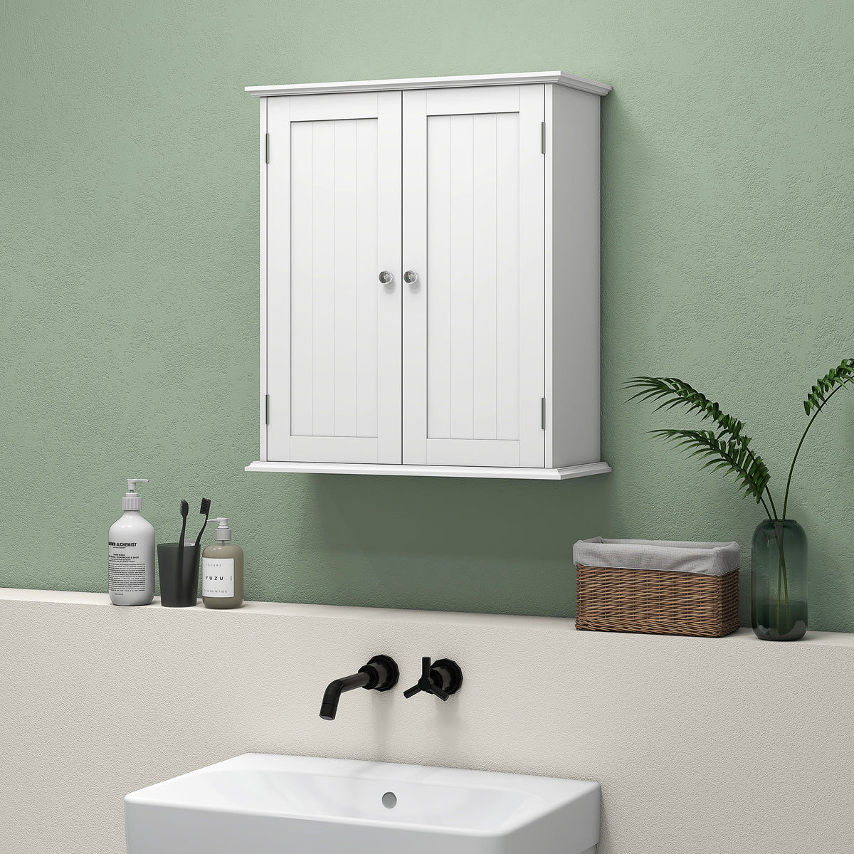 HOMCOM 3-tier Bathroom Cabinet, Wall-mounted Medicine Cabinet, White