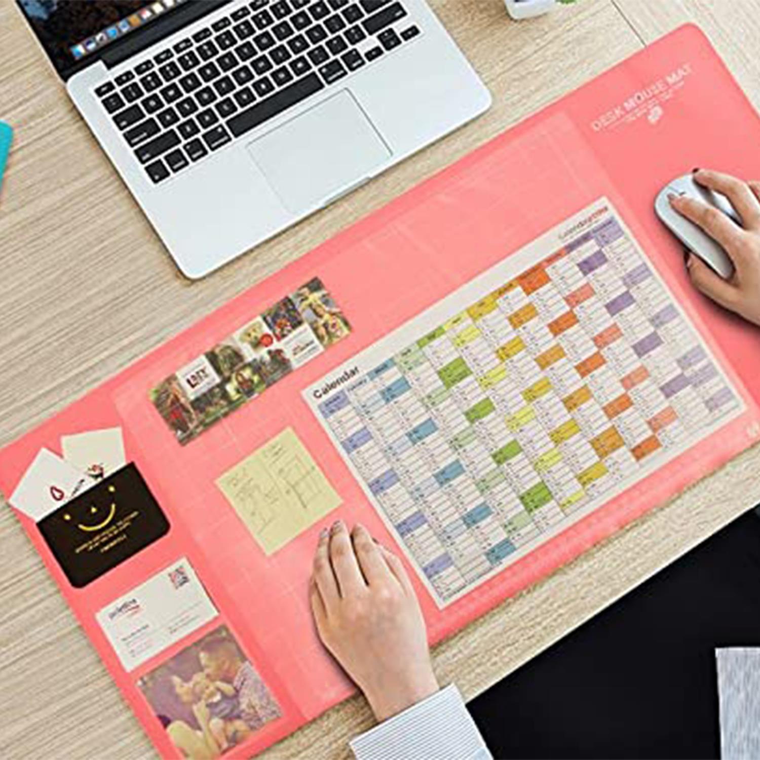 Multifunctional & Eco-friendly Office Desk Mouse Mat Pvc+ds Material | Pink