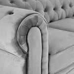 Chesterfield Scroll Arm Velvet Sofa 3 Seater | Grey